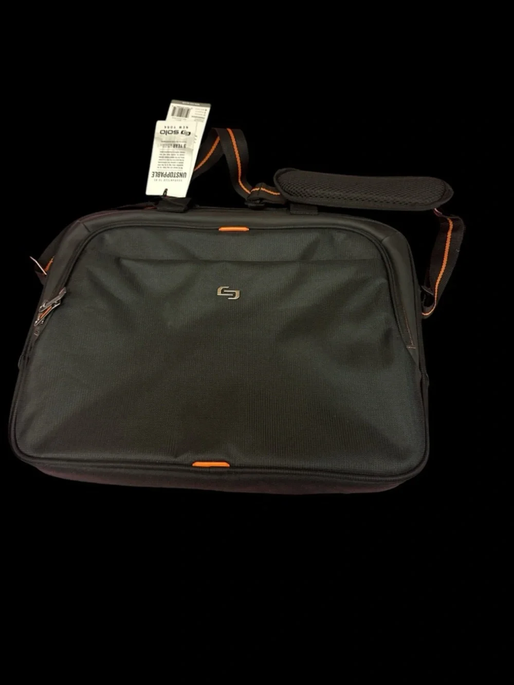 solo Black and Orange ACE Slim Brief Travel Messenger Bag
